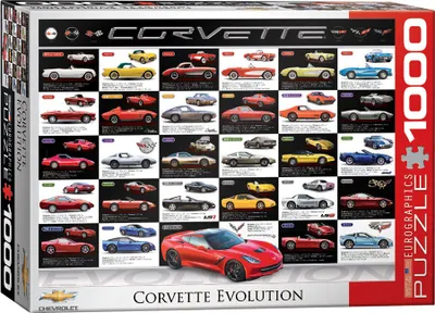 Produktbild von 1000 Teile Puzzle - Puzzle - Chevrolet Corvette - Evolution + Puzzle Alu Rahmen für 1000er