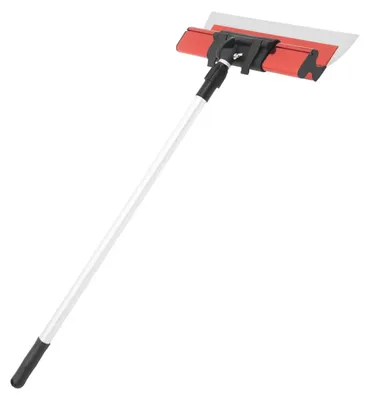 Image de Outil de plâtrerie - Spatule pour surfaces avec manche télescopique - Poignée ergonomique - Lame résistante à l'usure - Pour murs et plafonds - Permet de lisser le plâtre et l'enduit