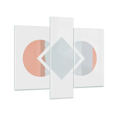 Produktbild von Bilder auf glas - 3 Teile - Stück Geometrisch Diamant - 95x80cm - Glasbilder - Wandbilder - Bilder - zum Aufhängen bereit - Wanddekoration aus Glas - Glas Bilder - Wandbild auf Glas - GCB95x80-4690