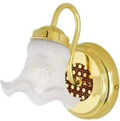 Produktbild von Wandleuchte Rattan Messing poliert / Opalglas