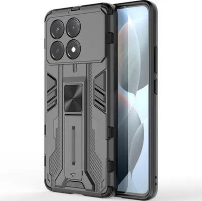 Produktbild von Xiaomi Poco X6 Pro Hülle, Dual Layer PC TPU Bumper Stoßfest Ständer Schutzhülle für Xiaomi Poco X6 Pro / Redmi K70E 5G Schwarz