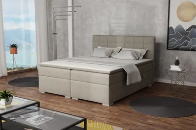 Produktbild von Boxspringbett Schlafzimmerbett FARUK 140x200cm Stoff Aragon Cappuccino