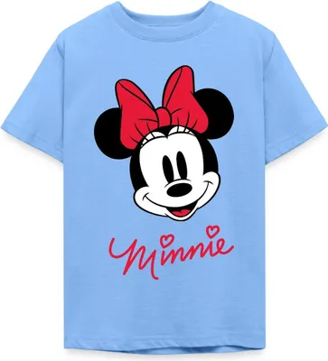 Produktbild von Mickey & Minnie Schriftzug Teenager T-Shirt, 134/146 (9-11 Jahre), Himmelblau