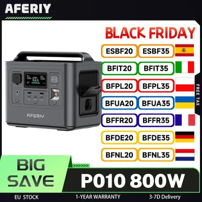 Obrázek produktu pro P010, přenosná elektrárna, 800W, 512Wh, generátor pro venkovní použití, baterie LiFePO₄ s více než 3500 cykly nabíjení, 8 výstupů, plné nabití za 1,5 hodiny