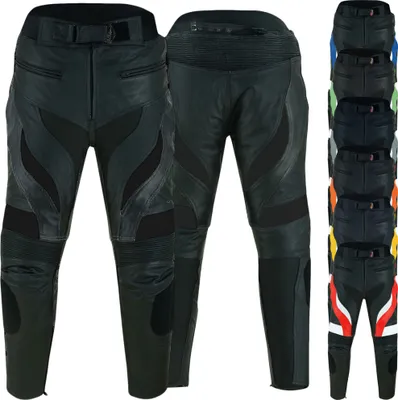 Produktbild von Motorradhose Motorrad Biker Lederhose Racing hose in 7x Farbauswahl, Größe:58/3XL, Farbe:Schwarz