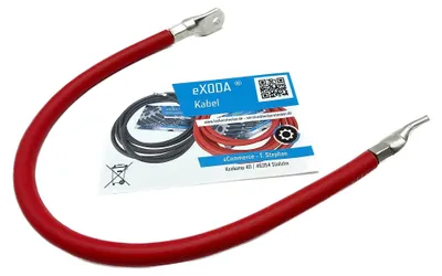 Imagen del producto de Cable para batería Exoda, 25mm², 75cm, con terminal M8, color rojo, flexible, 99% cobre, para automóviles y motocicletas