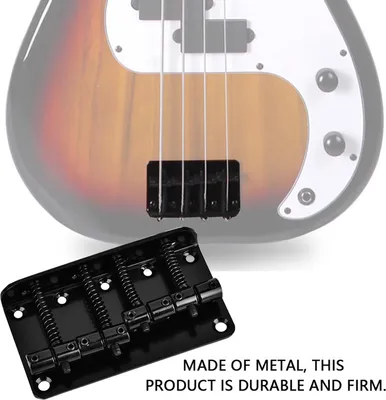 Zdjęcie produktu dla Mostek basowy Tbest, metalowy, 4-strunowa gitara basowa, czarny, średni, złoty, czarny, srebrny (opcjonalnie), 8,5 * 5,6 cm / 3,3 * 2,2 cala, ok. 124-127g