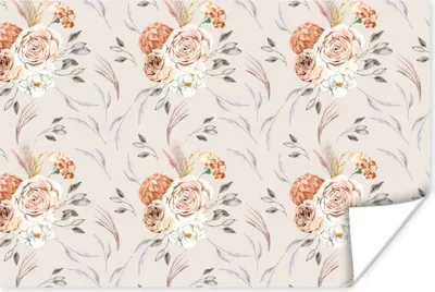 Produktbild von MuchoWow® Poster Rosen - Blätter - Muster 180x120 cm - Fotoplakat