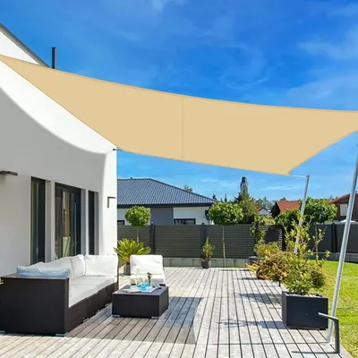 Produktbild von Sonnensegel 4x5m Wasserdicht Rechteckig Sandbeige PES Polyester 95% UV-Schutz