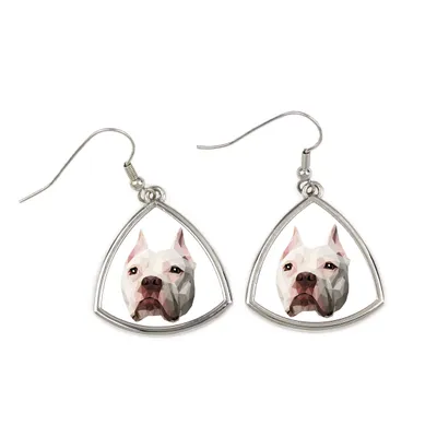 Immagine prodotto di Pit Bull, American Pit Bull Terrier, Pitbull, APBT - Orecchini con un'immagine e la scritta "Cane geometrico" di Art-Dog