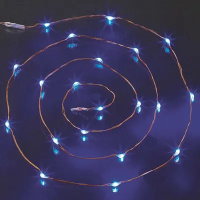 Produktbild von Lichterkette LED blau Draht Drahtlichterkette Deko Party 20 LED´s Indoor IP20