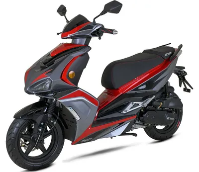 Zdjęcie produktu dla Skuter Striker - 50 ccm, norma Euro 5, kolor czarno-czerwony - prędkość maksymalna 25 km/h, klasa moped
