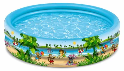Produktbild von Happy People Planschbecken Summer Friends 150 x 25 cm, aufblasbarer 3-Ring Kinderpool für Garten und Sommer