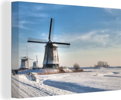 Produktbild von OneMillionCanvasses® - Leinwandbilder - 140x90 cm, Niederländische Winterlandschaft, Wandbilder Kunstdruck Wanddekoration - Foto auf Leinwand - Gemälde auf Holzrahmen