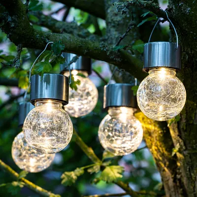 Produktbild von HI Solar-LED-Lichter zum Aufhängen 5 Stk. Risse-Glas-Design