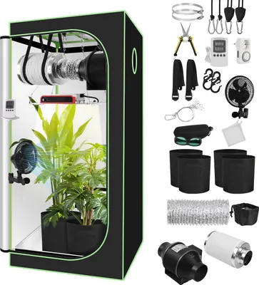 Obrázok produktu pre Bettizia Grow Box kompletná sada, vnútorný skleník s 200W LED plným spektrom, stmievateľný, uhlíkový filter, ventilátor, pestovateľský stan, pestovateľský stan, 80x80x160