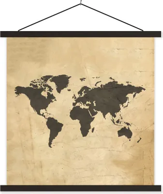 Produktbild von MuchoWow® Textilposter Weltkarte - Farben - Braun 40x40 cm mit schwarzem Rahmen - Fotos