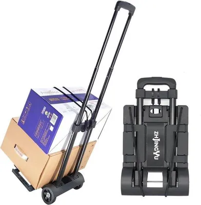 Obrázok produktu pre Skladací vozík na kufre, nosnosť 70 libier, čierny