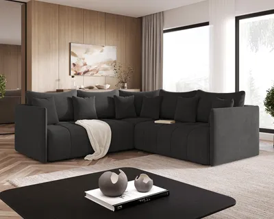 Produktbild von GrainGold Ecksofa L-Form Ardi L - Ecksofa mit Schlaffunktion, Bettkasten - Moderne Ecksofa, Wohnzimmer Sofa - Eckcouch  Anthracite (Monolith 95)