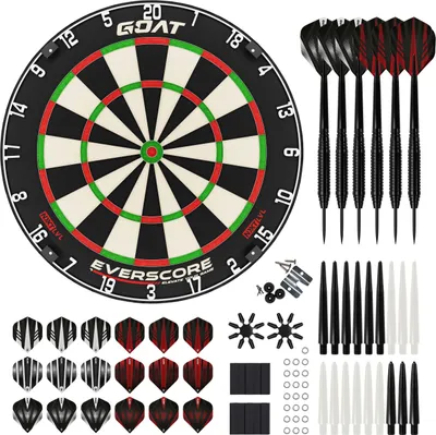 Produktbild von GOAT -  Everscore NXT LVL, Madagascar Sisal Dartboard, Zweifellos, Selbstheilend & Minimiert Abpraller, Incl. Accessory Kit Steeltip 90 Stücks