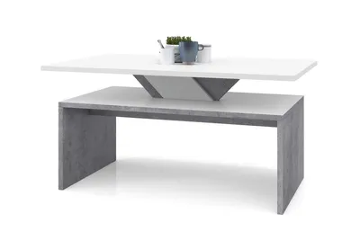 Produktbild von All4All Couchtisch Soro , kleiner Kaffeetisch , Wohnzimmertisch , Sofatisch mit Ablage , mit Einlegeplatten , Ausziehbar , Sofatisch , 100x60cm , 05 , Weiß + Beton Millenium