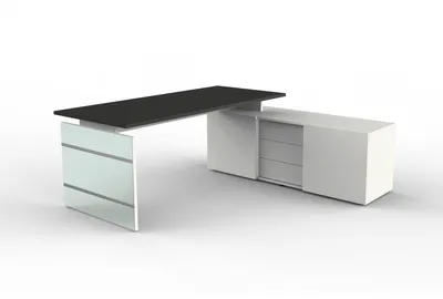 Produktbild von Komplettarbeitsplatz Lugano Glas Tisch/Sideboard anthrazit