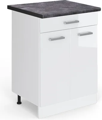 Produktbild von Küchenunterschrank Vicco R-Line Weiß Hochglanz 60 cm mit Schublade, AP Anthrazit, Model 45928