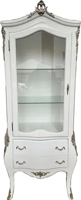 Obrázek produktu pro Casa Padrino Barokní vitrína bílá / stříbrná v. 185 cm - Barokní nábytek