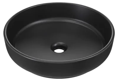 Immagine prodotto di Lavabo da appoggio rotondo 40 cm in Vetroceramica nera opaca