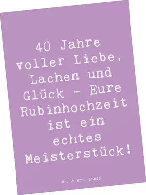 Produktbild von Mr. & Mrs. Panda Postkarte Spruch 40. Hochzeitstag Rubinhochzeit - Lavendeltraum - Geschenk, Ansichtskarten, Heiraten, Fotokarte, Heirat, Ansichtskarte, Hochzeit