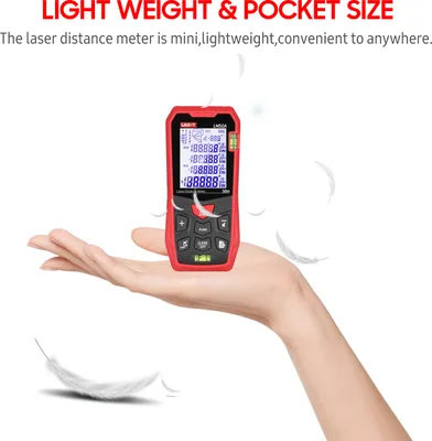 Zdjęcie produktu dla UNI-T LM50A Dalmierz laserowy 50M z 2 poziomicami Podświetlany wyświetlacz LCD Tryb pitagorejski Pomiar odległości Obszar Głośność Funkcja wyciszenia 99 grup Przechowywanie danych Torba transportowa