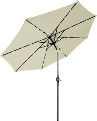Zdjęcie produktu dla Parasol ogrodowy QEENTOE, okrągły, średnica 300 cm, z mechanizmem rozkładania, ochrona UV 40+, stabilny, obrotowy, z oświetleniem LED, idealny do ogrodu, balkonu lub tarasu, kolor: kremowy