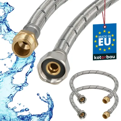 Produktbild von KOTARBAU® 2er Set Flexschlauch Wasserschlauch 50cm Panzerschlauch 1/2"x3/8" Außengewinde x Innengewinde Anschlussschlauch Armatur Schlauch Wasserhahn