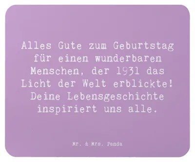 Produktbild von Mr. & Mrs. Panda Mauspad Spruch 1931 Geburtstag - Lavendeltraum - Geschenk, herzliche Wünsche, Mouse Pad, Alles Gute zum, 90., Geburtstagsgeschenk, Feiern, mousematte