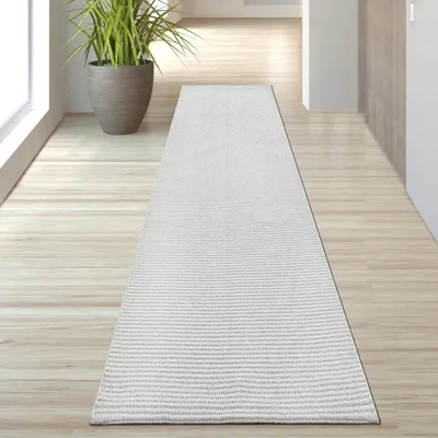 Produktbild von Teppich kurzflor flauschig pflegeleicht saugrobotergeeignet für Wohnzimmer Esszimmer Schlafzimmer in creme Größe - 80 x 250 cm