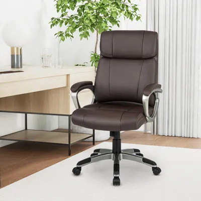 Obrázek produktu pro Ergonomická kancelářská židle - Kancelářská židle - Otočná kancelářská židle - Pracovní židle - Kancelářské křeslo - Umělá kůže, barva hnědá
