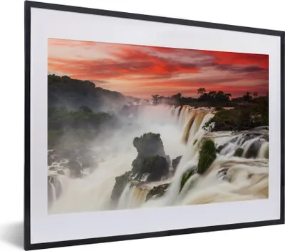 Produktbild von MuchoWow® MuchoWow® Gerahmtes Poster Wasserfälle - Himmel - Rot 40x30 cm - Poster mit zchwarzem Bilderrahmen - Bilderrahmen - Poster im Rahmen