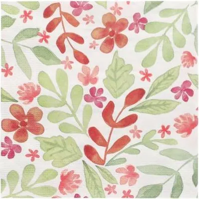 Produktbild von Servietten, 3-lagig 1/4-Falz 33 cm x 33 cm "Leaves and Flowers"