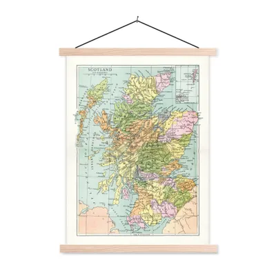 Produktbild von MuchoWow® Textilposter Alte Karte von Schottland 40x53 cm mit holzfarbenen Rahmen - Schlafzimmer