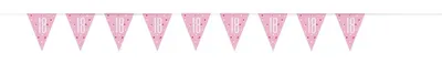 Produktbild von Wimpelkette rosa & silber Zahl 18