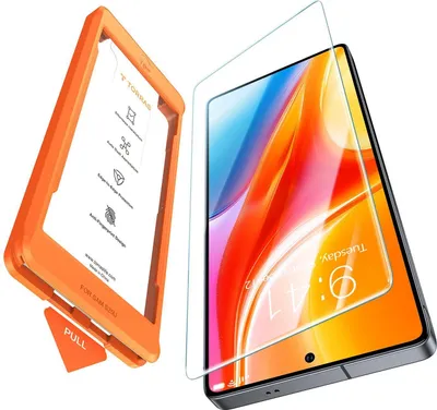 A screen protector and an installation frame for a smartphone.