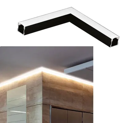 Obrázek produktu pro Rohový konektor 2 černý eloxovaný hliník, bílý plast D:11 cm 90° horizontálně