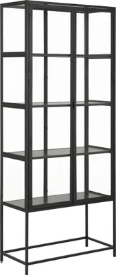 Produktbild von Glasvitrine >Seaford< in schwarz, Stahl - 77x185,6x35cm (BxHxT)