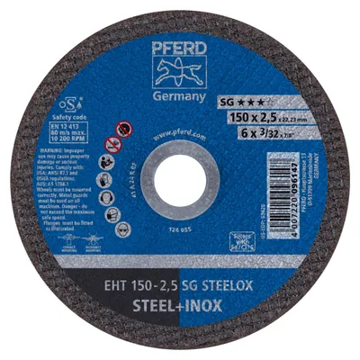 Produktbild von PFERD 61100150, Schneidedisk, Edelstahl, Stahl, 15 cm, Jede Marke, Flache Mitte, 2,22 cm