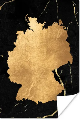Produktbild von MuchoWow® Poster Karte - Deutschland - Gold 20x30 cm - Papierdruck