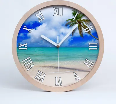 Produktbild von Holzuhr 20fi cm wanduhr - weiße Spitzen - karibischer Strand