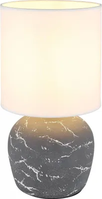 Immagine prodotto di Lampada da tavolo, Vetroceramica grigia, tessuto bianco, H 31,5 cm