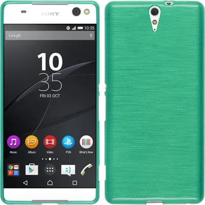 Produktbild von PhoneNatic Case kompatibel mit Sony Xperia C5 Ultra - grün Silikon Hülle brushed + 2 Schutzfolien