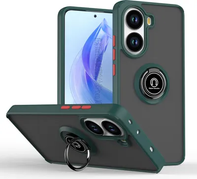 Immagine prodotto di Custodia per Xiaomi Poco X7 Pro/Redmi Turbo 4 5G custodia in TPU traslucida opaca con supporto ad anello e supporto verde scuro