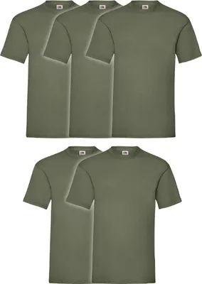 Produktbild von 5er Pack Fruit of the Loom Valueweight T-Shirt + GRATIS MyShirt Stoffbeutel Farbe: oliv Größe: XL